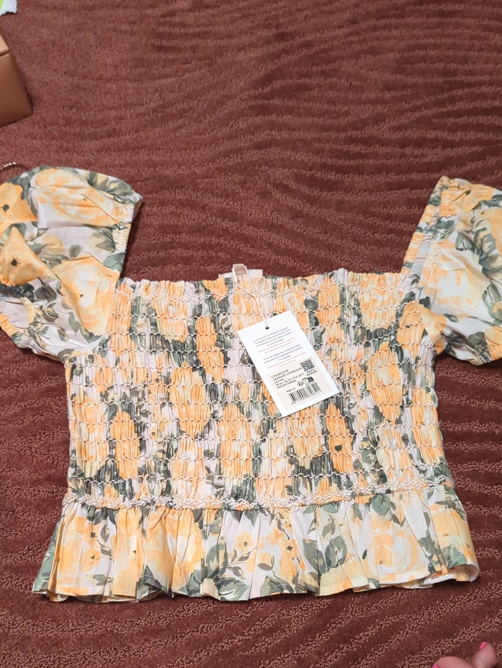 Sezane Charlyne Blouse Andriane Yellow Print - Size 6 NWT - Picture 5 of 7